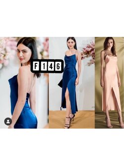 kudapy ขุดราตรียาวสายเดี่ยเพชรคอถ่วง เปิดหลังเซ็กซี่สุดๆ สีแดงเลือดหมู,สีไวน์แดง,สีส้มอิฐ ผ้าเครปซาตินผ่าหน้าตามแบบ