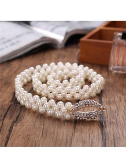 kudapy เข็มขัดมุกสีขาว หัวเข็มขัดรูปปากทองแต่งด้วยคริสตรัล สายเข็มขัดไขว้ 2 สาย เข็มขัดยืดหยุ่นได้ดี สวยมากค่ะ สาวๆ