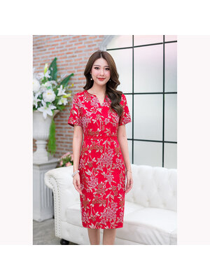 kudapy เดรสสั้นสีแดง ชุดตรุษจีน คอวี แขนสั้น ทรงเอใส่ง่ายทรงนี้ เป็นทรงขายดีของทางร้านค่ะ รอบนี้ทำสีแดง สวยฉ่ำต้อนรับตรุษจีนค่ะ