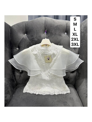 kudapy เสื้อลูกไม้สีขาวใส่ไปงานแต่ง แขนแต่งระบายทรงสวย มีซับใน ซิบหลังอย่างดีค่ะ