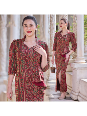 kudapy ชุดเดรสผ้าไทย ผ้าฝ้าย ทอลาย ฉัตรสวรรค์ - ชุดออกงาน ทำงาน ปาตี้ งานเลี้ยง