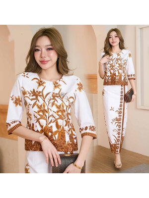 kudapy ชุดเซ็ทผ้าคอตตอนพิมพ์ลายสีสดใส ผ้าปาเต๊ะ ปาใจ ลายสวย ผ้าไม่บางใส ผ้าไม่ยืดไม่หด อัดกาวทั้งชุด