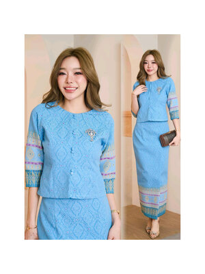 kudapy เซ็ทผ้าฝ้ายทรงเรือนต้นงดงามในความเป็นไทย อัดกาวอย่างดี