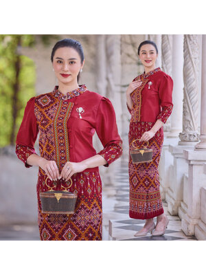 kudapy ชุดผ้าไทย เสื้อผ้าไหม ผ้าถุง ชุดออกงาน ไปวัด ชุดทำบุญ เสื้อผ้าไหม แต่งด้วยผ้าฝ้าย ทอลายแพรวากาฬสินธุ์