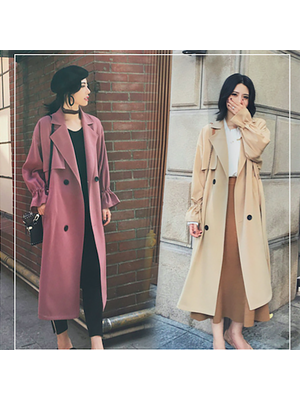 kudapy เสื้อโค้ทสีชมพู/สีครีม เน้นใส่คลุมสไตล์เกาหลี เหมาะกับอากาศไม่หนาวมาก 15 ขึ้นไป กำลังสวยจ้า