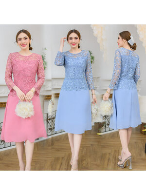 kudapy เดรสลูกไม้ เนื้อผ้าดีสวยงามตัวเสื้อใช้ลูกไม้คัดเกรดอย่างดีเนื้อเงาทอลาย กระโปรงเป็นผ้าชีฟอง