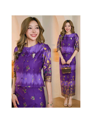 kudapy ชุดเซ็ท ผ้าคอตตอนพิมพ์ลายสีสดใส ปาเต๊ะ ปาใจ ลายสวย ผ้าไม่บางใส สีไม่ตก ผ้าไม่ยืดไม่หด อัดกาวทั้งชุด