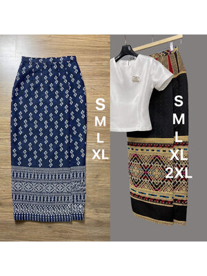 kudapy ผ้าถุงทอลายไทยสีกรมท่า,สีดำ ชุดผ้าไทยใส่ไปงานแต่ง งานบวช แมทได้กับเสื้อทุกแบบค่ะ