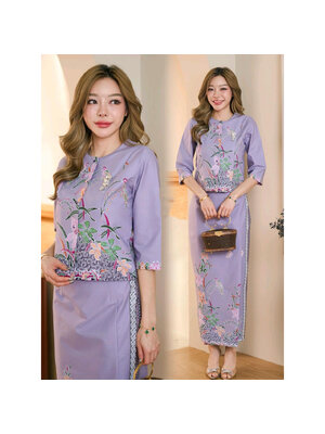 kudapy ชุดเซ็ท ผ้าคอตตอนพิมพ์ลายสีสดใส ปาเต๊ะ ปาใจ ลายสวย ผ้าไม่บางใส สีไม่ตก ผ้าไม่ยืดไม่หด อัดกาวทั้งชุด