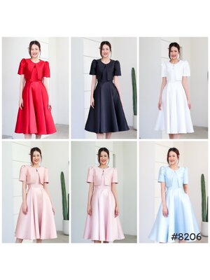 kudapy ชุดเซตเดรส+เสื้อคลุม เสื้อครอปแยกชิ้น แถมเข็มกลัดอก1ชิ้น สีขาว ,ชมพู , แดง ,โรสโกล,ฟ้า,ดำ