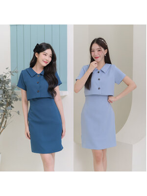 kudapy เดรสแขนสั้นคอปก ตัวเสื้อกระดุมปลดได้จริง คลาสสิกสไตล์มินิมอล ผ้าเนื้อไม่หนาไม่บาง เป็นผ้าเนื้อนิ่มใส่สบาย มีซับในทั้งตัว