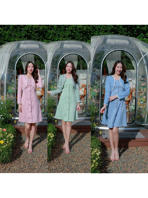 kudapy เดรสเสื้อแขนยาวลายปักทรงกั๊ก