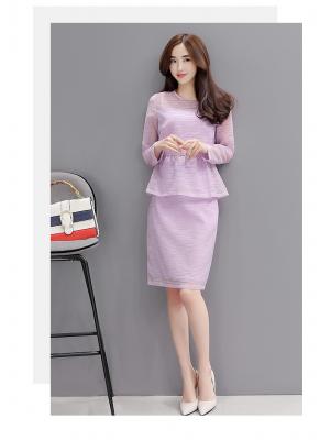 kudapy set เสื้อและกระโปรงสีม่วงพาสเทลสวยหวาน