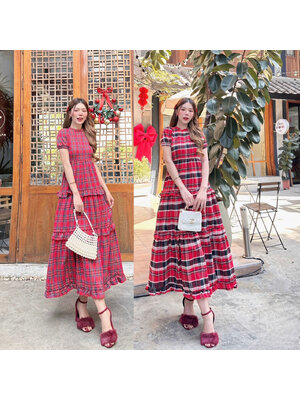 kudapy เดรสยาวสีแดง น่ารักมากรุ่นปังแบบสับหวานละมุน งานแบบสวยจึ้ง ทรงสวยน่ารัก เอวเข้ารูป