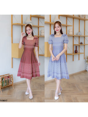 kudapy เดรสสั้นสีเทา/สีส้ม ทรงบานแต่งโบว์ไหล่ 2 ชั้น