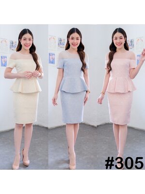 kudapy เดรสสั้นสีชมพู/สีฟ้า/สีครีม เปิดบ่าแขนสั้น ช่วงบนแต่งซีทรูจับแมทสีพาสเทลเข้ากับชุด ช่วงเอวแต่งระบาย