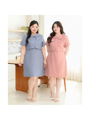 kudapy เดรสแขนสั้น คอปกแบบใหม่สุดคิวท์ มาพร้อมกระดุมมุกตกแต่งให้ลุคคุณหนูน่ารัก