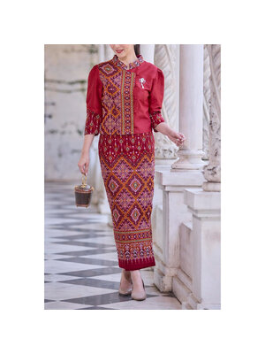 kudapy ชุดเซ็ทเสื้อ+ผ้าถุง ผ้าไทย งานดีผ้าสวยใใส่สบาย สำหรับงานเกษียณ