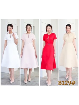 kudapy เดรสแขนสั้นออกงานตรุษจีน ผ่า มีเข็มกลัด3ชิ้น ปรับตำแหน่งได้ เกาหลีมากแม๊