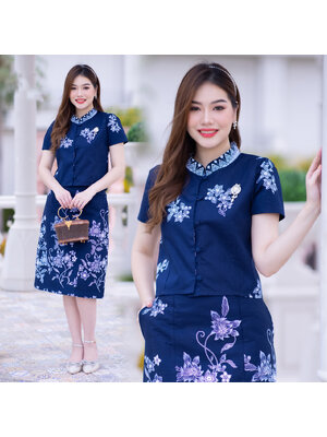 kudapy เซ็ทผ้าปาเต๊ะ เนื้อผ้า cotton พิมพ์ลาย สีไม่ตก ไม่หด นิ่มใส่สบาย อัดกาวทั้งชุด ใส่ได้หลายโอกาส