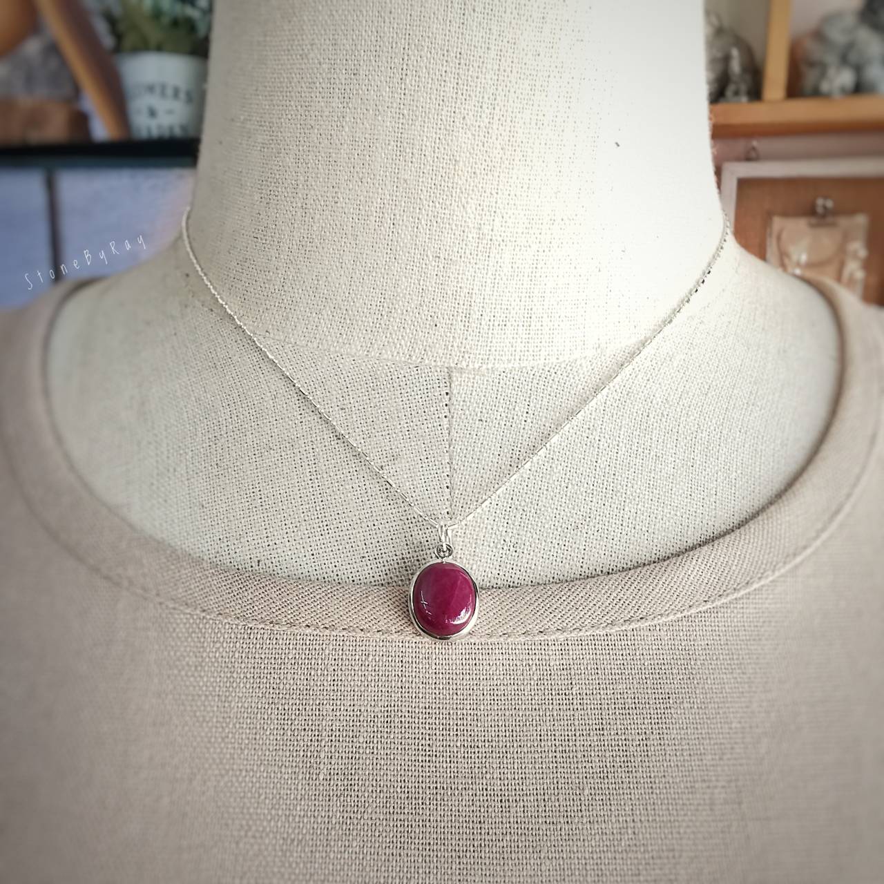สร้อยคอเงินจี้พลอยทับทิม Ruby
