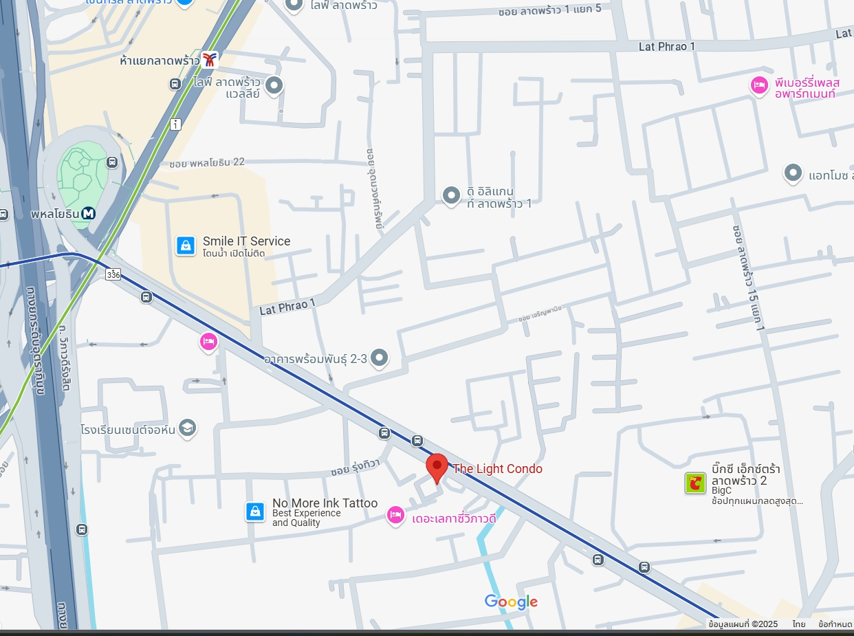 ให้เช่าคอนโด The Light Ladprao (เดอะ ไลท์ ลาดพร้าว) - โซนพื้นที่ MRT พหลโยธิน BTS ห้าอยกลาดพร้าว - ห้องแบบ 1ห้องนอน 1ห้องน้ำ - ขนาดห้อง 45 ตรม. ชั้น 9