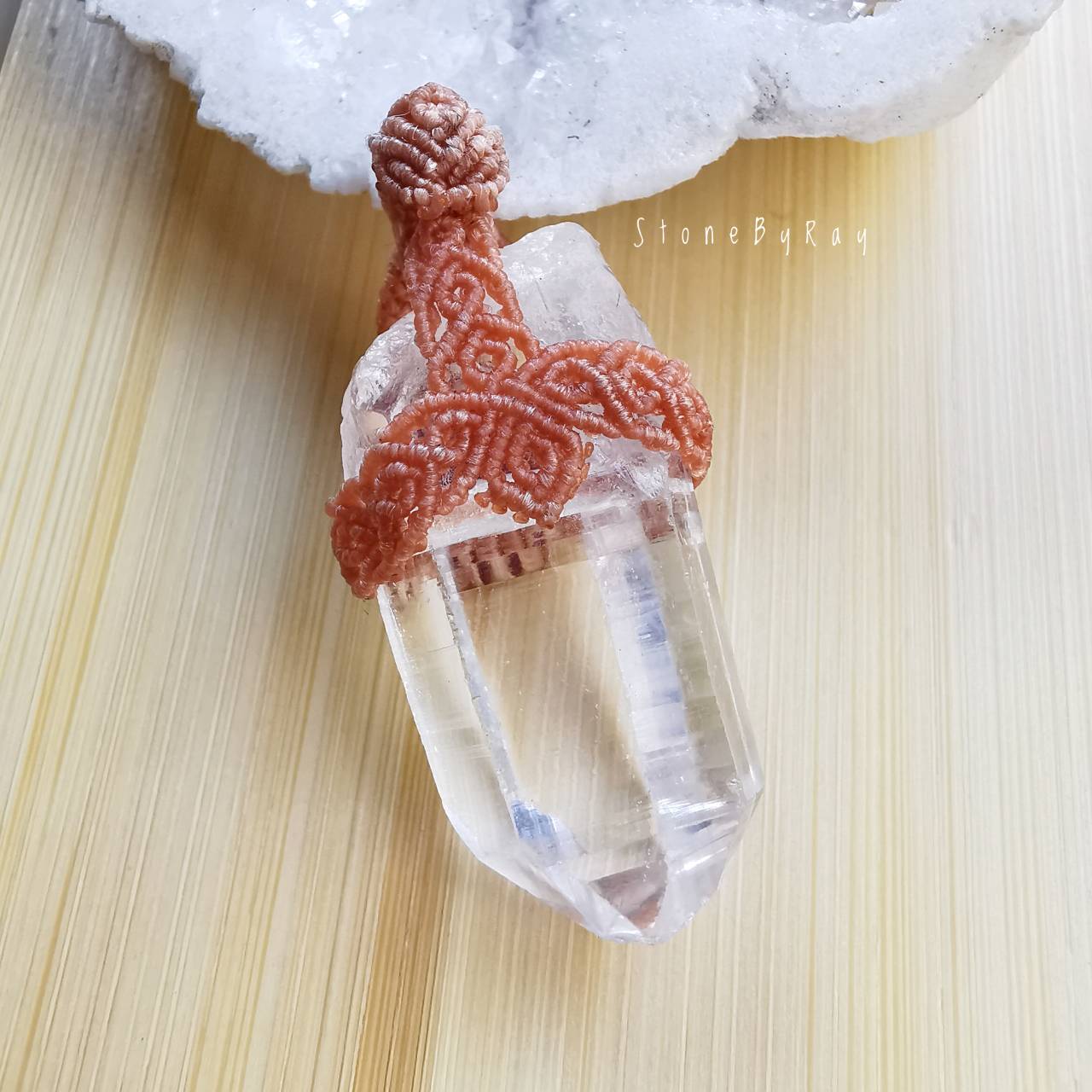 จี้เชือกถักหินคริสตัลควอตซ์&ทับทิม