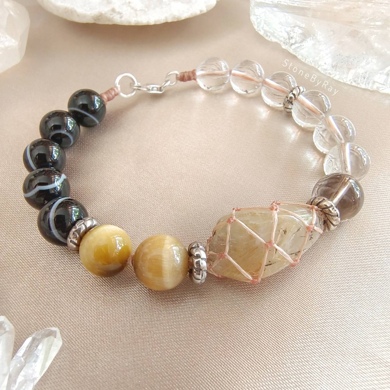 สร้อยข้อมือเชือกถักหินไหมทอง Rutilated Quartz