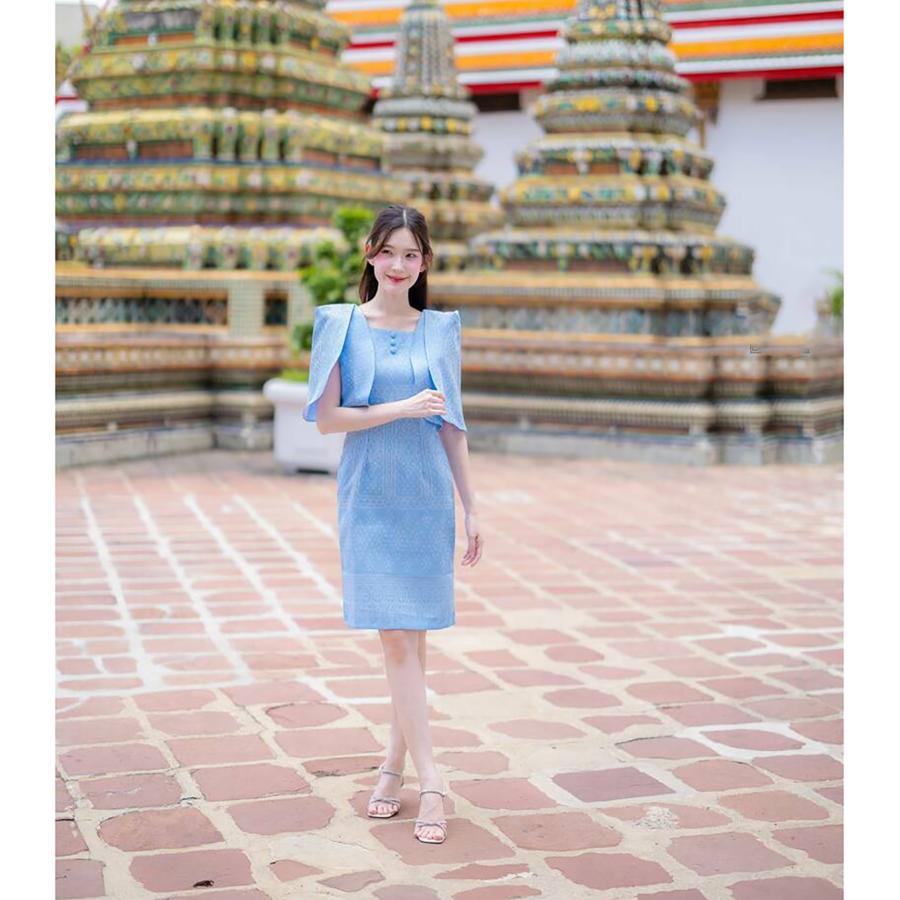 kudapy เดรสแต่งแขนสองชั้นคอเหลี่ยม