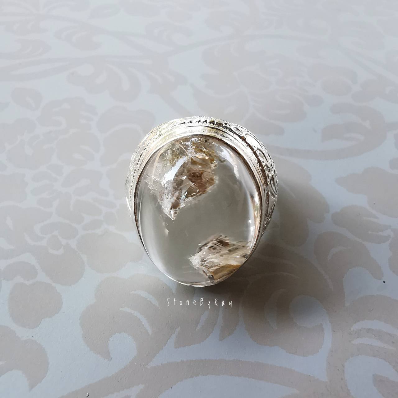 แหวนเงินหินโป่งข่าม(แก้วเข้าแก้ว)