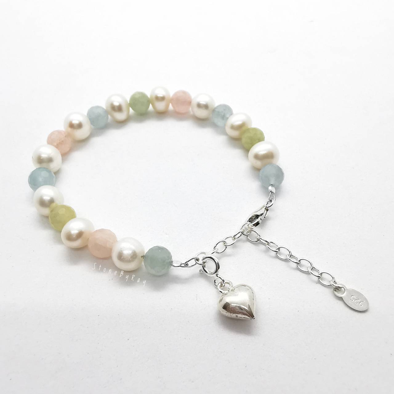 สร้อยข้อมือหินเบริล+ไข่มุกแท้ Beryl&Pearl