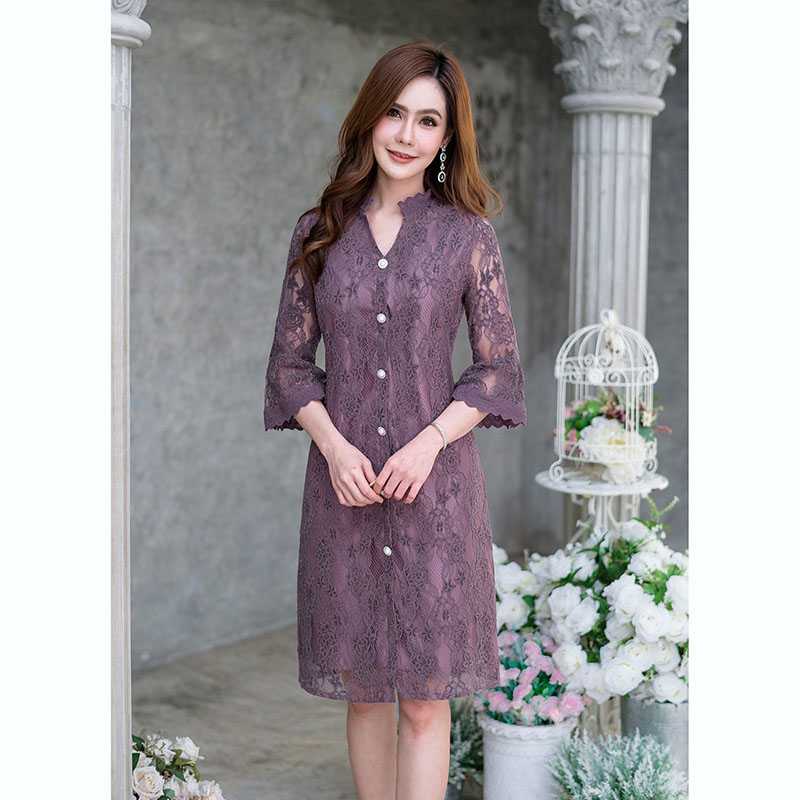 kudapy เดรสสั้นสีน้ำตาล/สีม่วงเผือก เชิ้ต งานสวยมากคะ ชุดนี้แนะนำเลยน๊าผ้าสวยเป็นผ้าลููกไม้กำมะหยี่ค่ะ ลายสวย ผ้านิ่มใส่สบาย