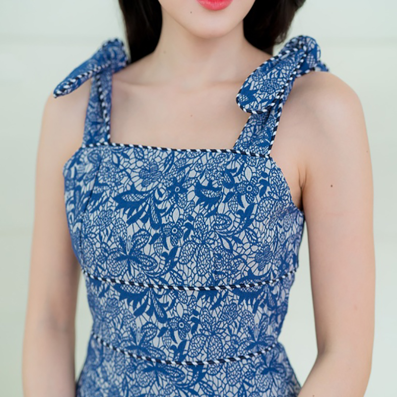 kudapy เดรสยาวสีชมพู/สีขาว/สีกรม สายเดี่ยวผูกโบว์ดูดีน่ารักใส่ออกงานปาตี้สวย