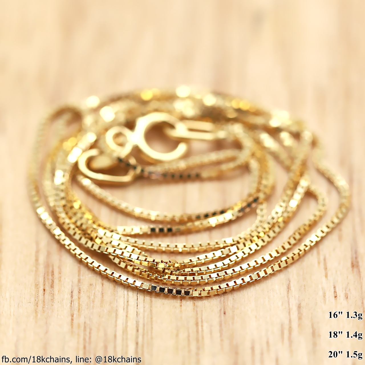 สร้อยอิตาลี18kแท้ ลายบ๊อคเชน รุ่นเล็ก 0.8mm