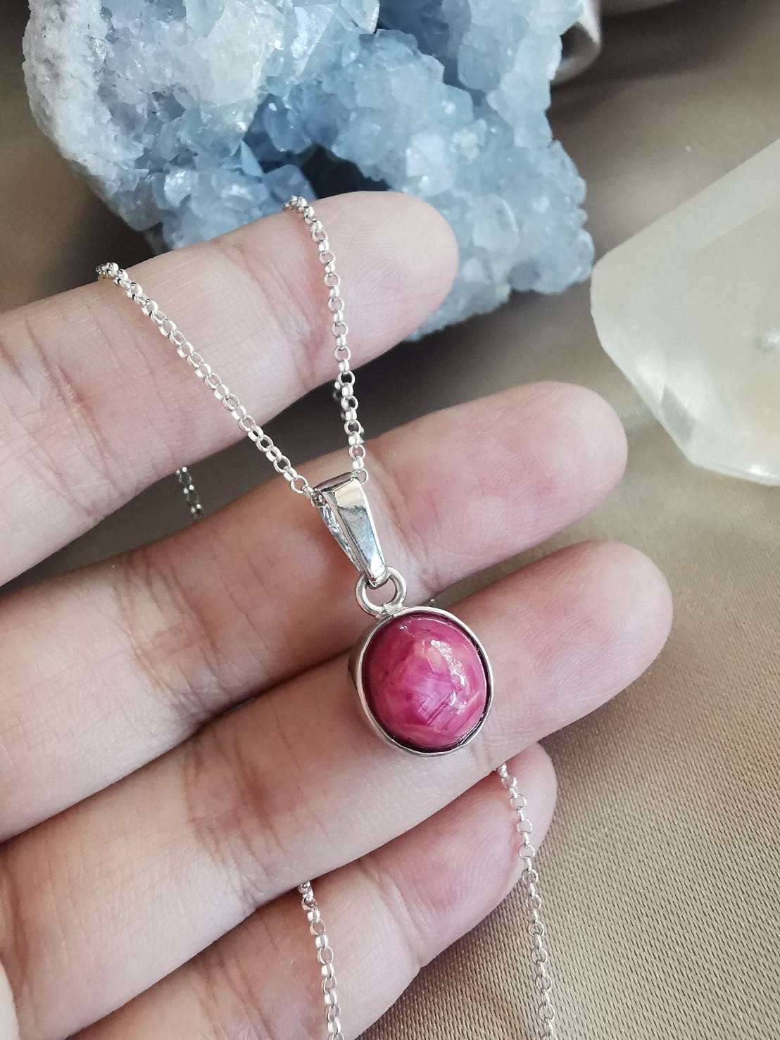 สร้อยคอเงินจี้พลอยทับทิม Ruby