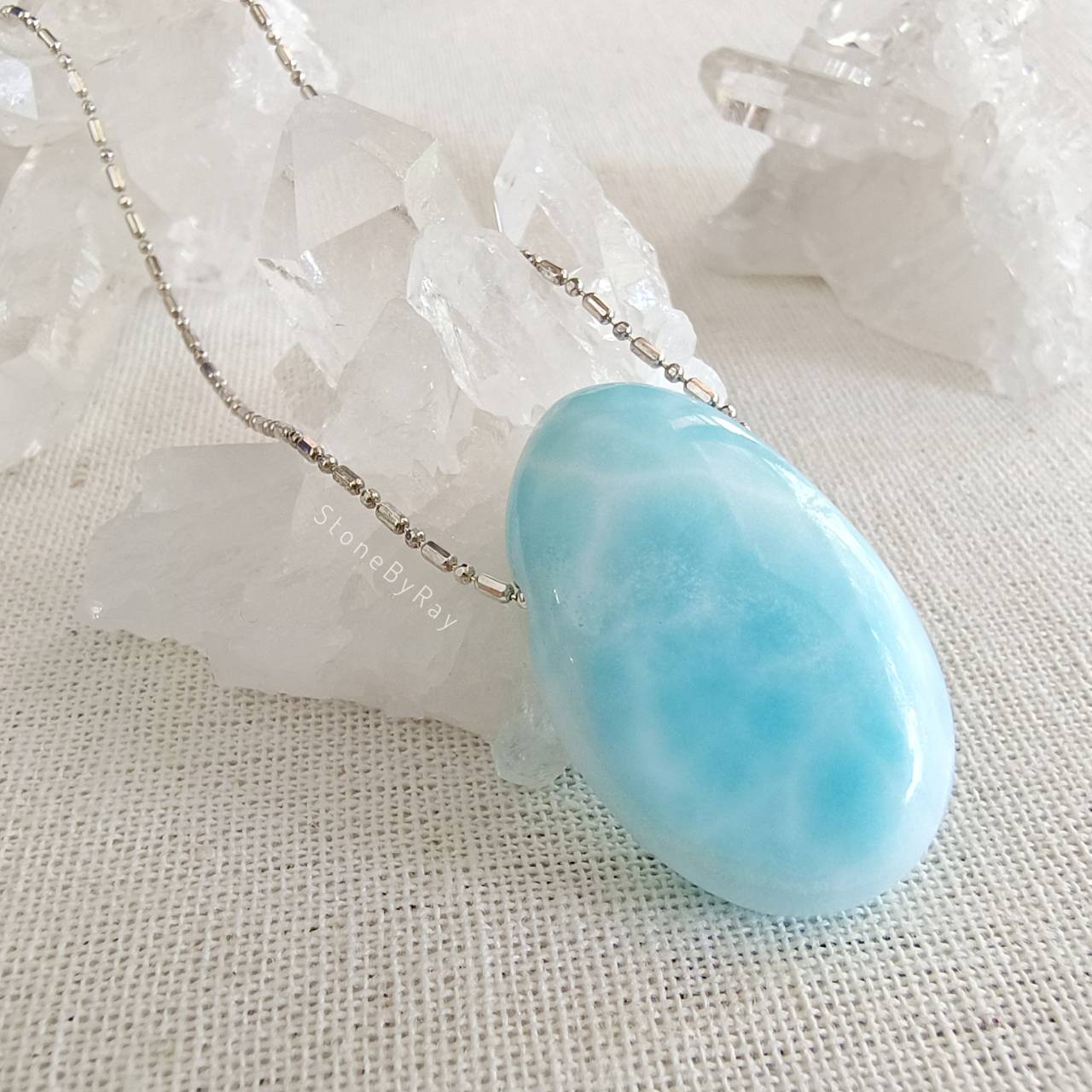 สร้อยคอเงินจี้หินลาริมาร์ Larimar