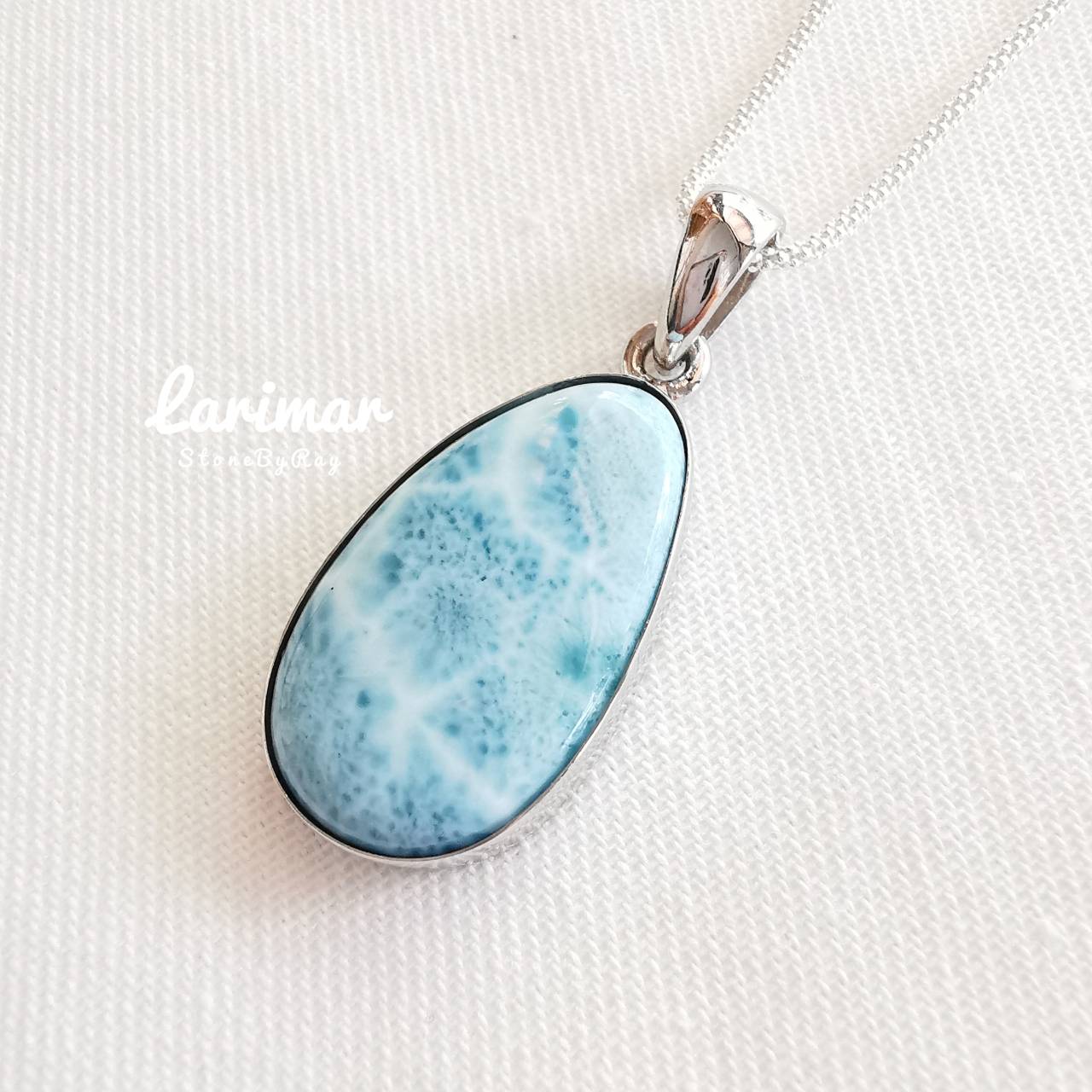 สร้อยคอเงินจี้หินลาริมาร์ Larimar