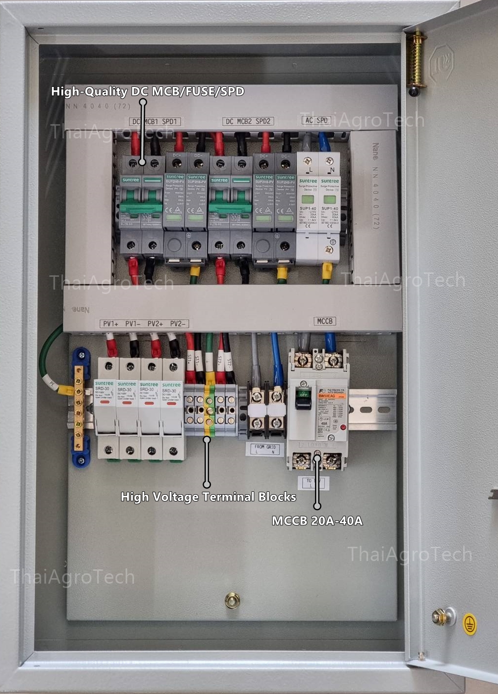 ตู้คอมบายเนอร์ AC-DC combiner ใช้กับงานติดตั้งระบบโซล่าเซลล์ แบบออนกริด 2 สตริง ขนาด 5-8กิโลวัตต์ 1เฟส (เพิ่มกันย้อน DDSU666-H Smart Power Sensor)