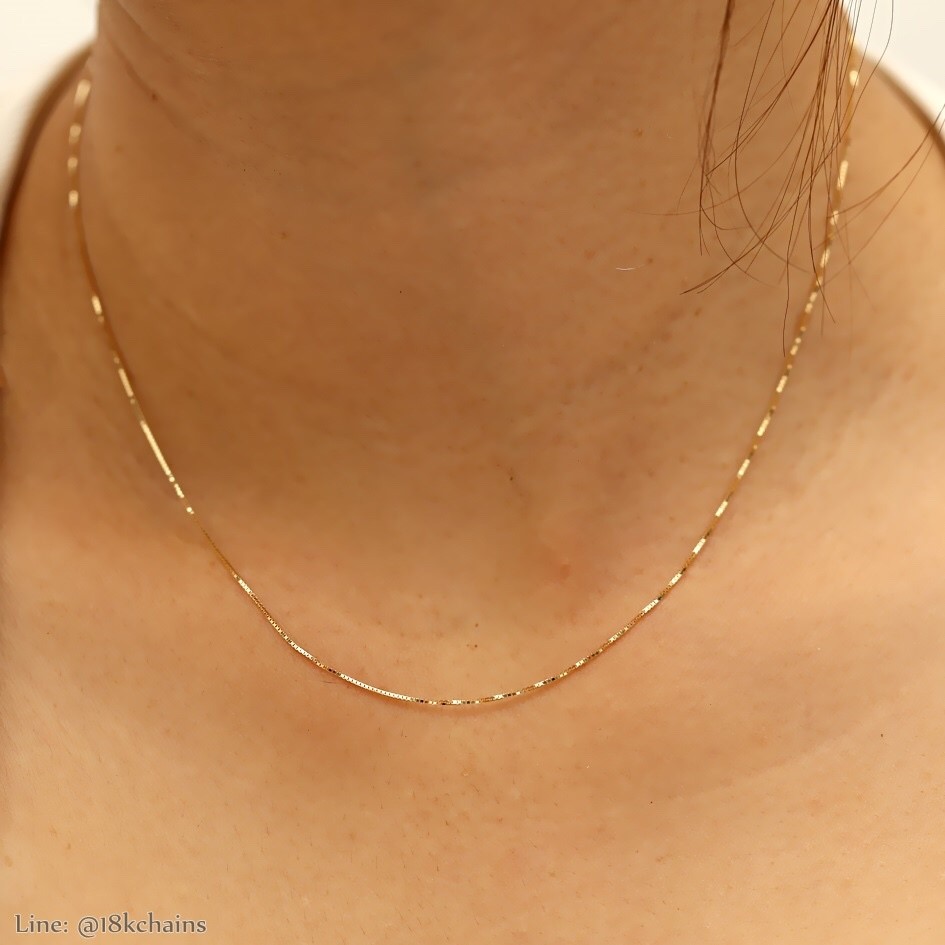 สร้อยอิตาลี18kแท้ ลายบ๊อคเชน รุ่นเล็ก 0.8mm