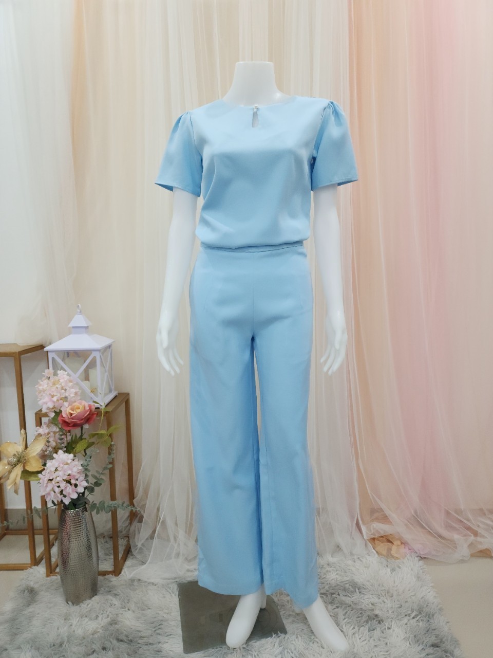 kudapy เซ็ทเสื้อแขนสั้น+กางเกง ผ้าสวยใส่ออกงาน ใส่ทำงานสวยดูดี