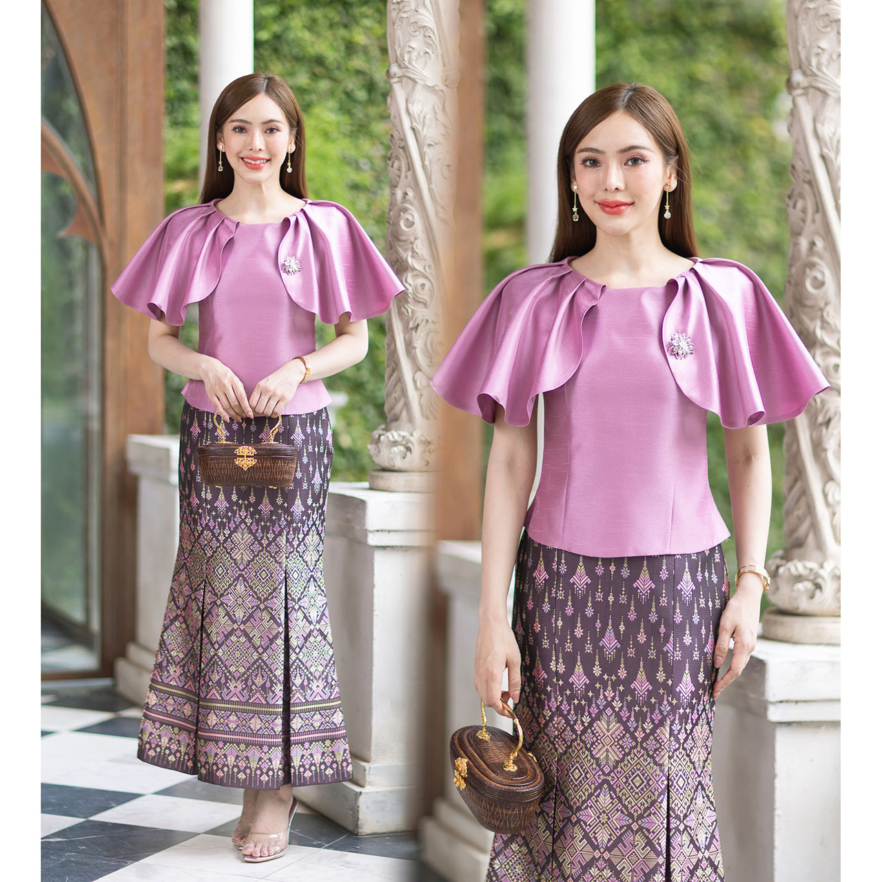 kudapy เสื้อผ้าไหม4เส้นสีขาว/สีม่วง/สีชมพู ทุกสีใส่แล้วขับผิว ดูดีมีออร่า เนื้อผ้าทอ เนื้อเบาสบาย ใส่สบายผิว มีลายเส้นในตัว ใส่คู่กับ ผ้าไทยลายแพรวา (เฉพาะเสื้อ)