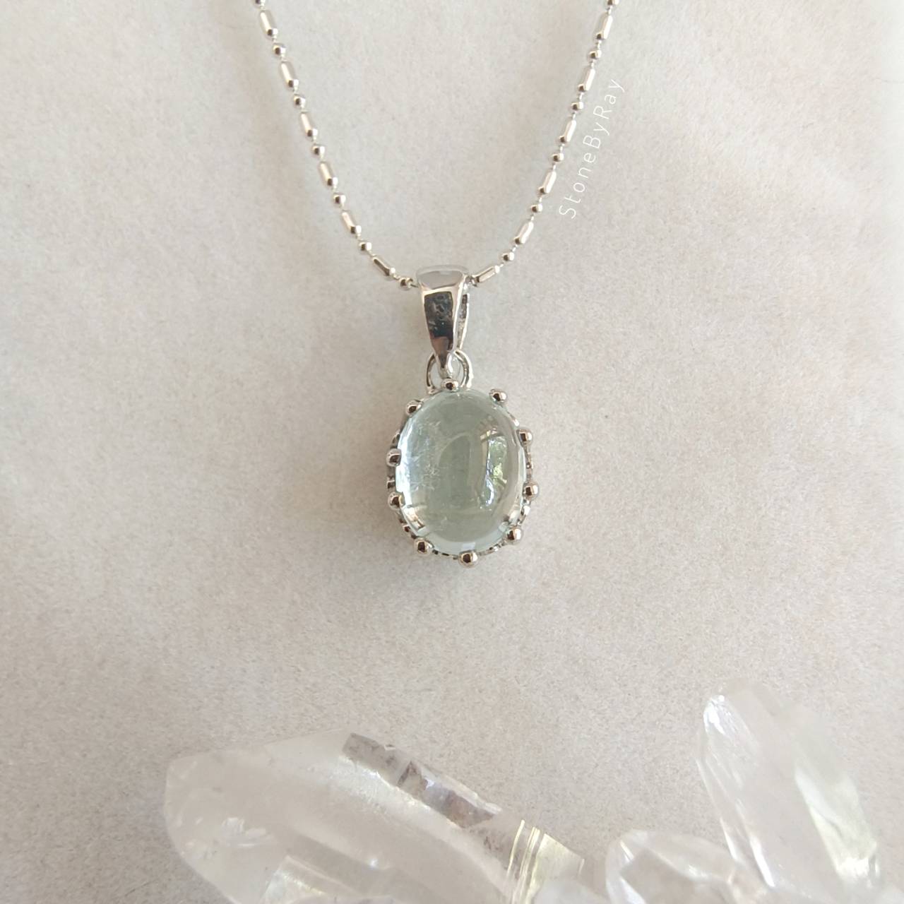 สร้อยคอเงินจี้หินอความารีน Aquamarine