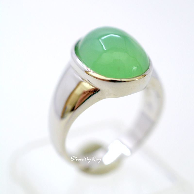 แหวนเงินแท้หินคริสโซเพรส Chrysoprase