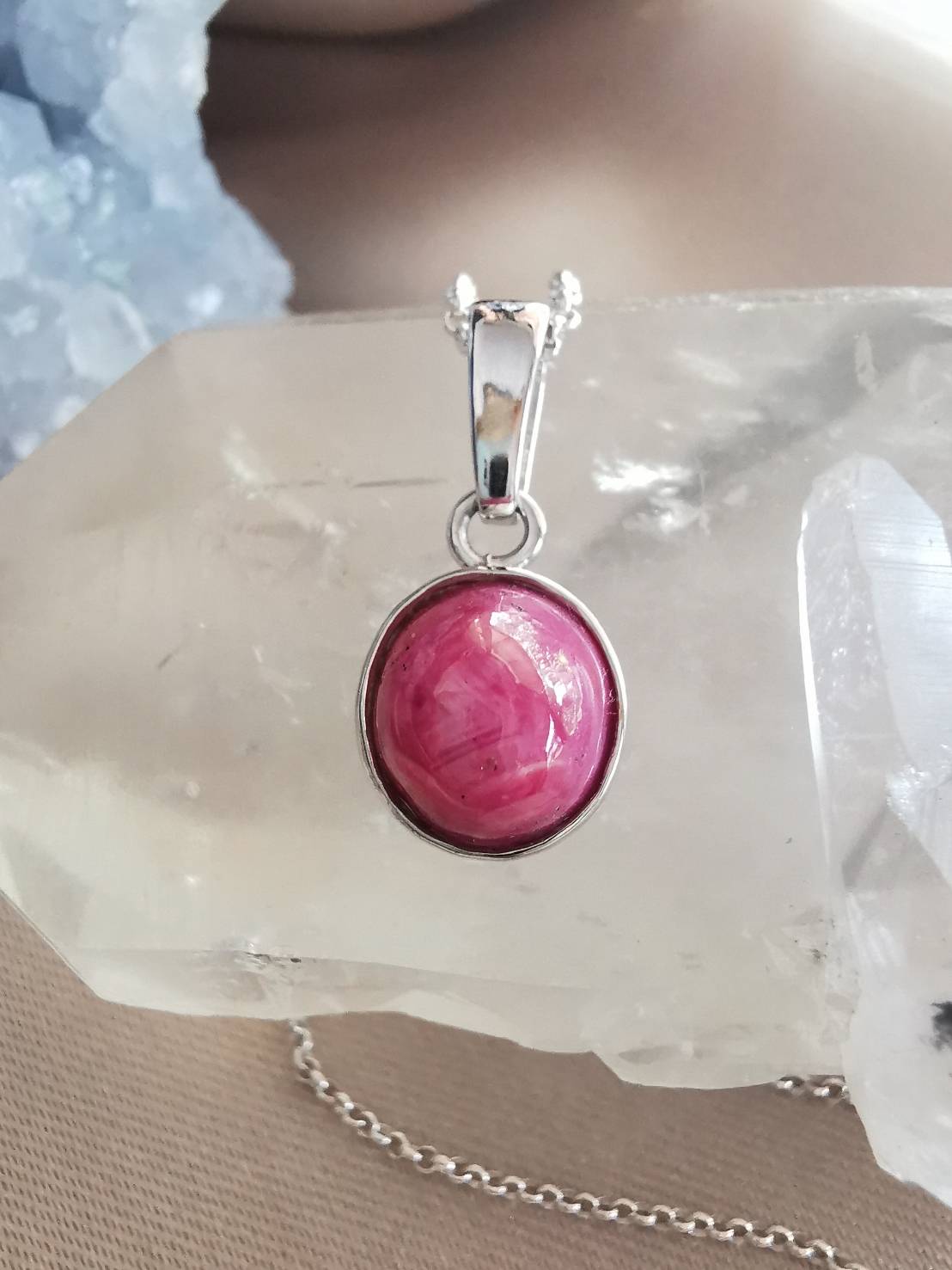 สร้อยคอเงินจี้พลอยทับทิม Ruby