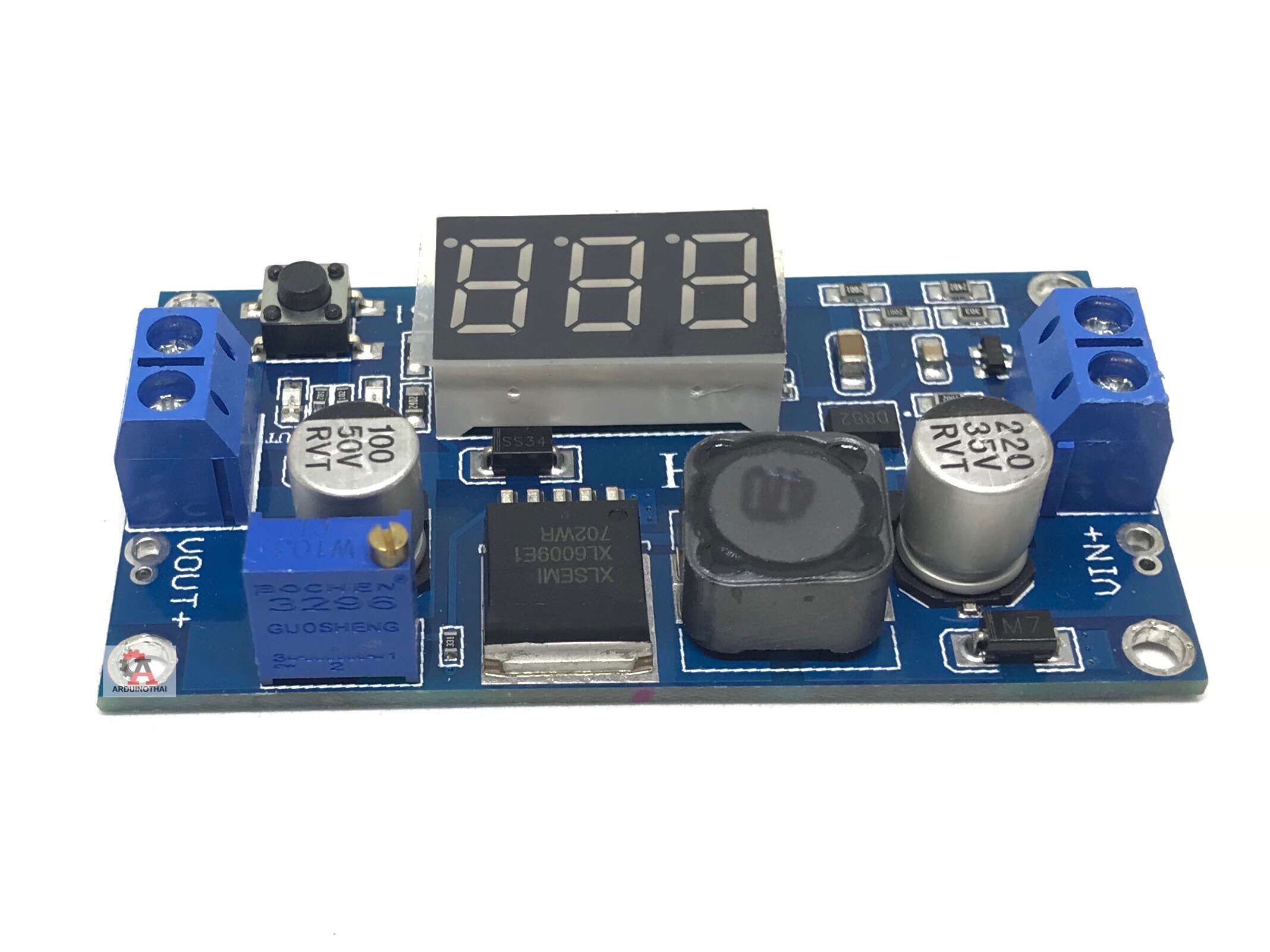 โมดูล Step up XL6009 แปลงไฟจาก 3-34V to 4-35V LM2577 กระแสสูงสุด 4A พร้อมจอดิจิตอลโวลต์มอเตอร์