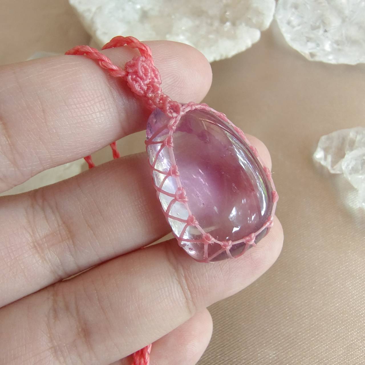 สร้อยคอเชือกถักจี้หินอเมทิสต์ Amethyst