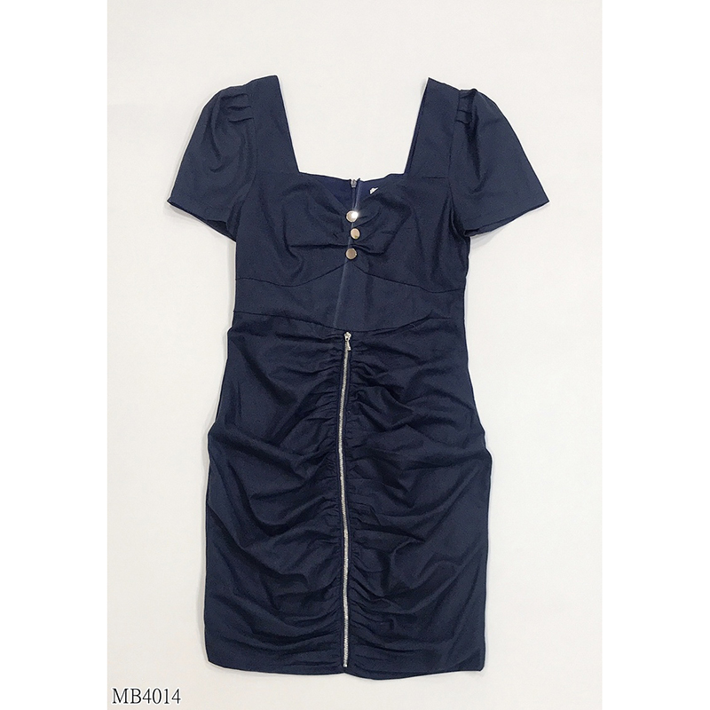 kudapy เดรสสั้นจับจีบกระดุมทองสีแดง/สีกรม ใส่ออกงานเซ็กซี่มากๆ