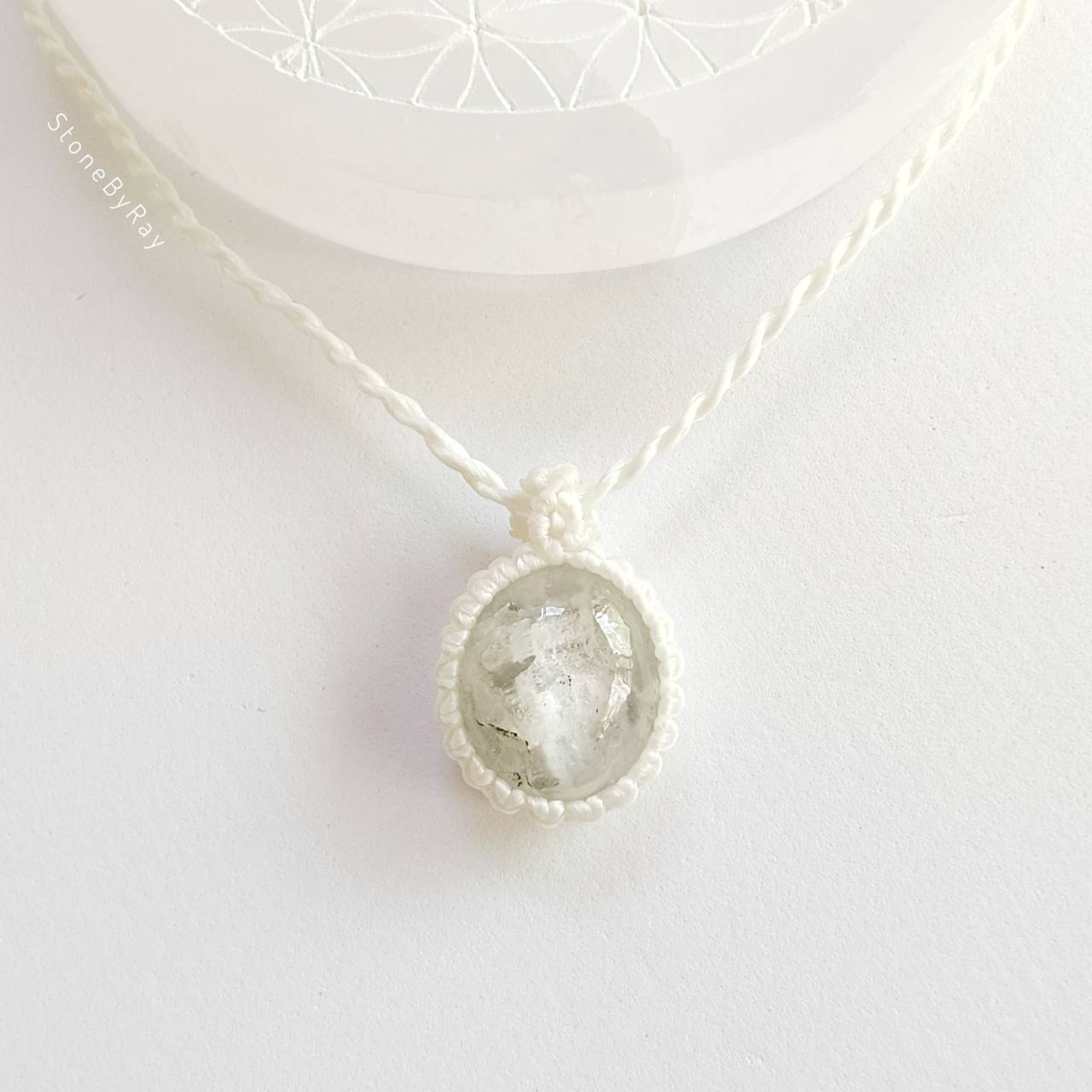 สร้อยคอเชือกถักจี้หินโป่งข่าม Lodolite Quartz