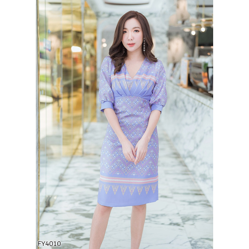 kudapy เดรสสั้นสีชมพู/สีม่วง คอวีสายรัดเอวใสออกงานสวยดูดีมากๆ