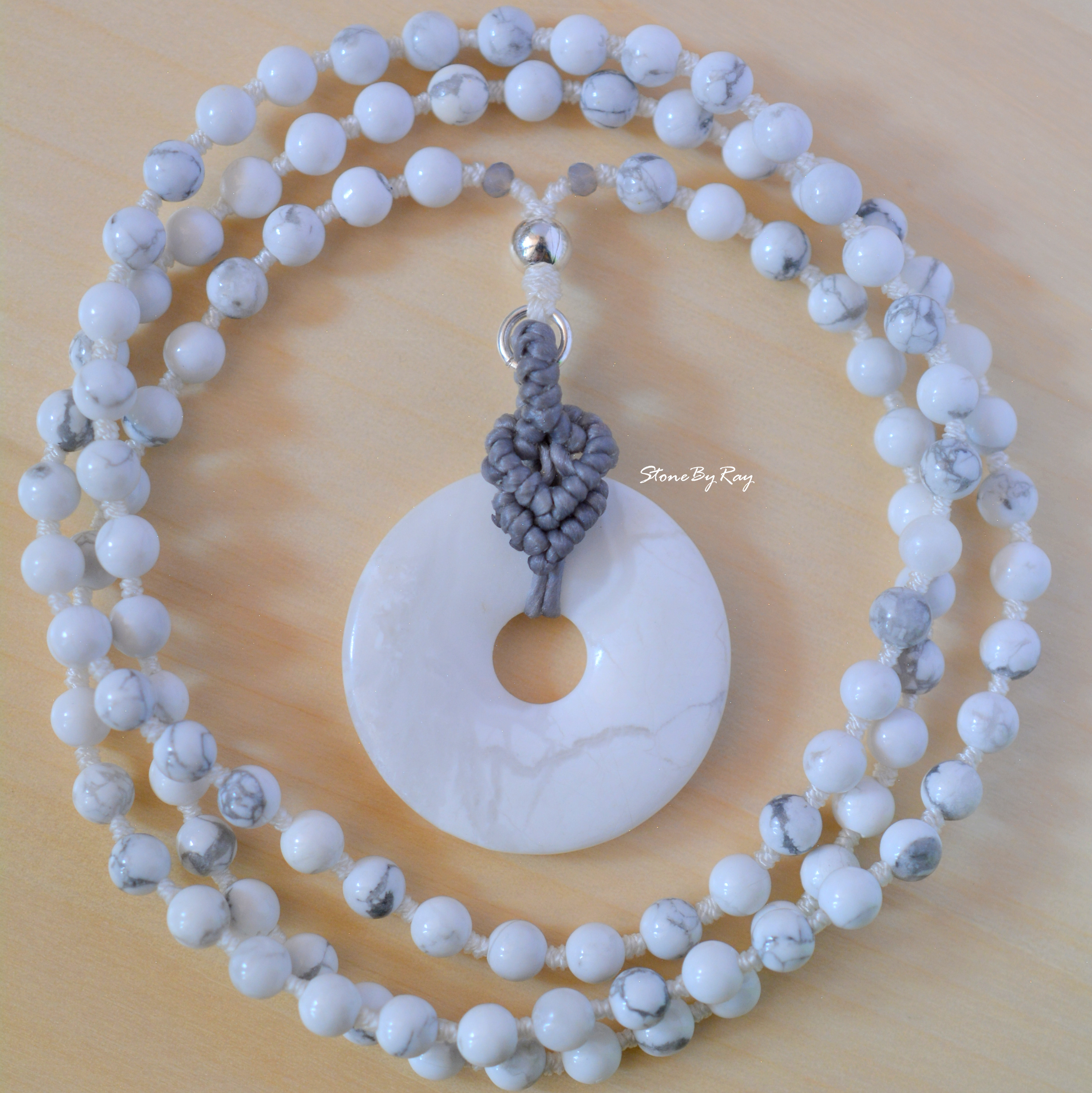สร้อยคอมงคล108จี้หินฮาวไลท์(Howlite)